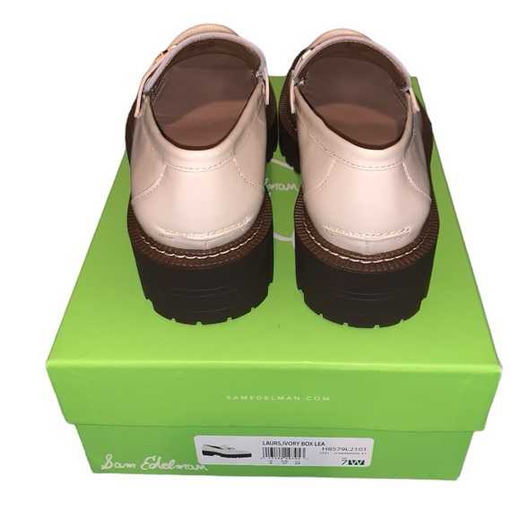 New in Box Sam Edelman Laurs platform loafers in ivory, size 7 - Picture 3 of 5